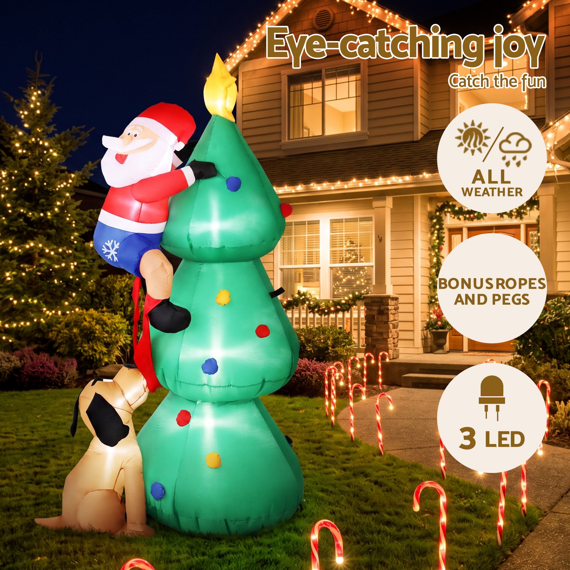 Jingle Jollys Christmas Inflatable Santa Tree 1.8M Illuminated Decorations β image 5