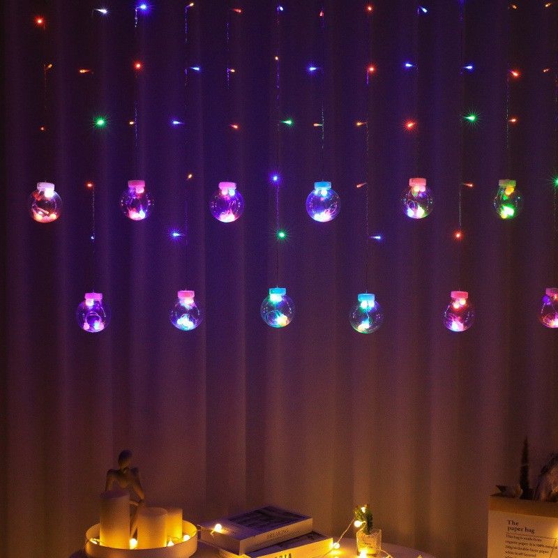 Wishing Ball Curtain Lights Hanging Twinkle Window Lights Fairy Lights for Bedroom with Remote, USB Powered String Lights Indoor — image 5