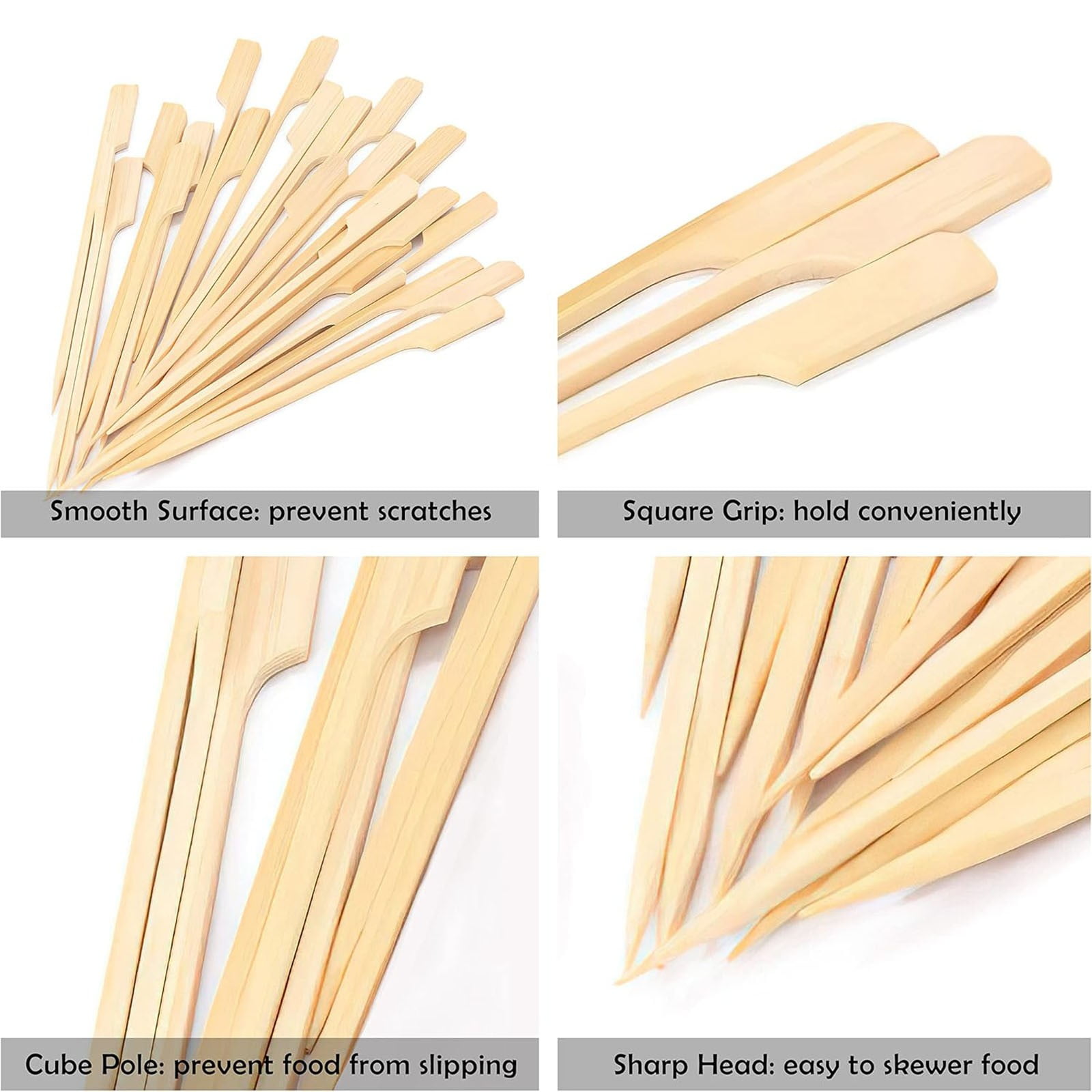 Skewer, Skewers 100Pcs Food Toothpicks Wide Flat Wood Picks for Cocktail Fruit Grilling Drink Bbq Barbecue Yakitori Chicken Fondue Roast BGB โ image 5