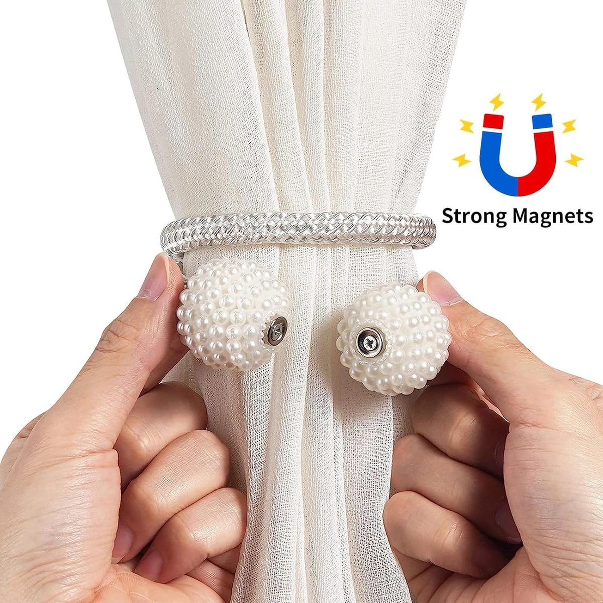 Curtain Tieback - Magnetic Curtain Cord - 4 Pieces - Super Strong Magnetism - Curtain Holder - Curtain Tie - Curtain Holder Clamps - Curtain Ties - Curtain — image 3