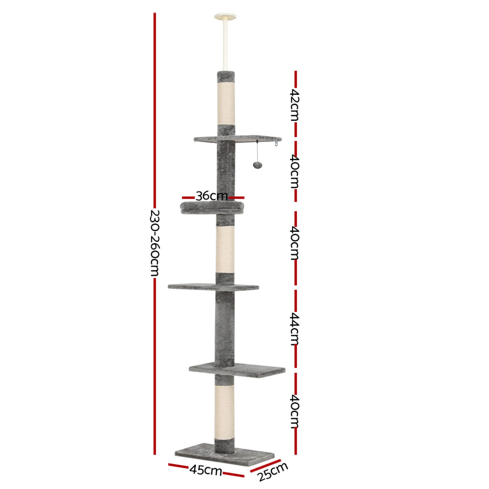i. Pet Cat Tree 290cm Tower Scratching Post Scratcher Floor to Ceiling Cats Bed — image 2