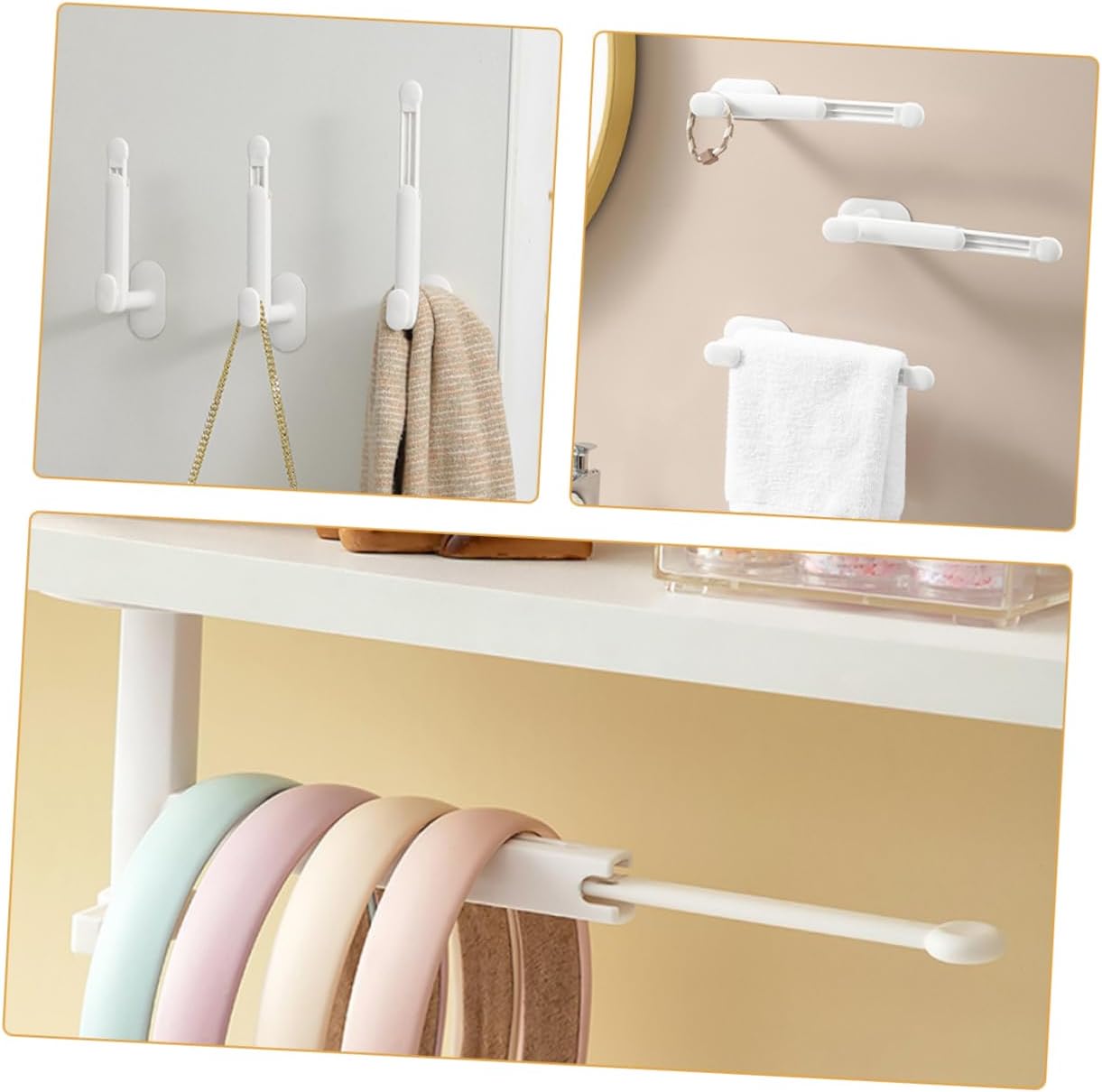 2 Pack Adjustable Hair Accessory Organizer with Hair Tie Holder White — image 6