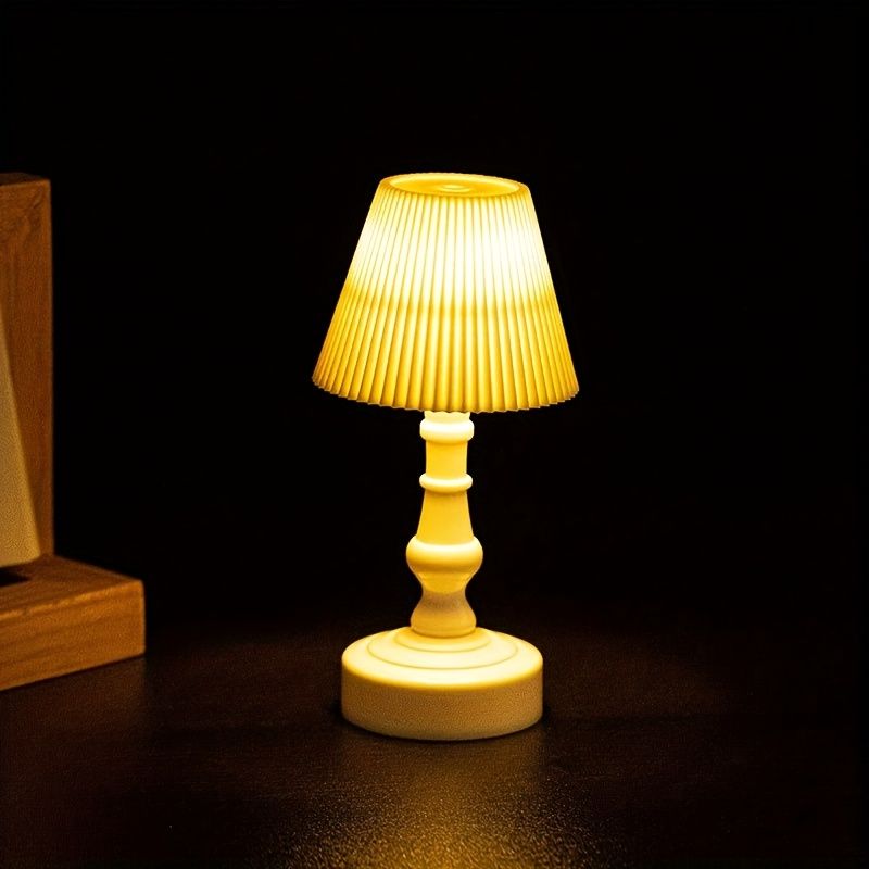 Mini Faux Candle Table Lamp, Vertical Stripes Night Light, Creative Desktop Ornament for Home Decoration