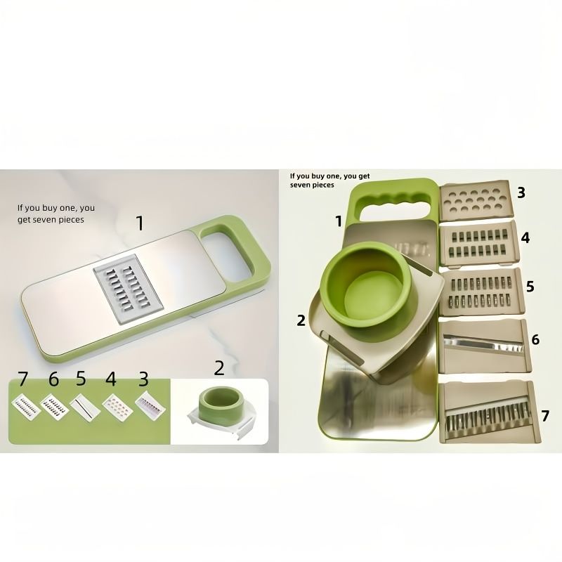 Green Vegetable Slicer 6-Piece Set Kitchen Tool Meal Prep Vegetable Cutting Durable โ image 4