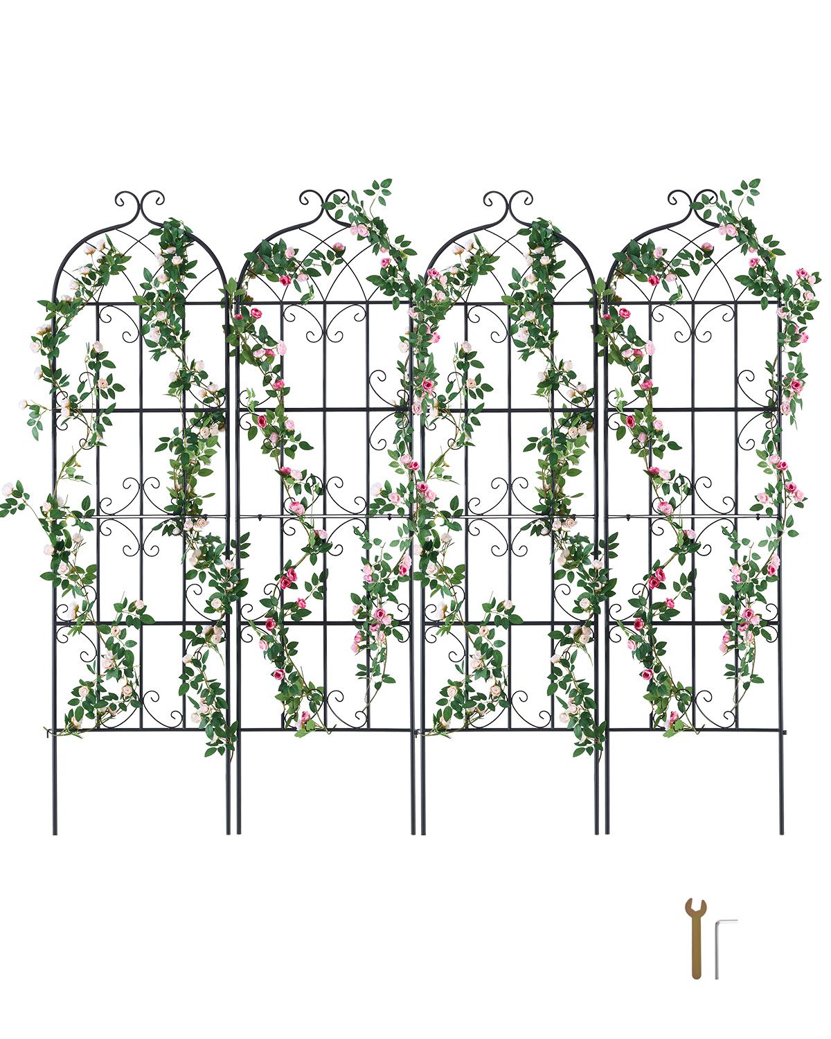 4 Packs Metal Garden Trellis for Climbing Plant Support 71 × 20 in Rustproof