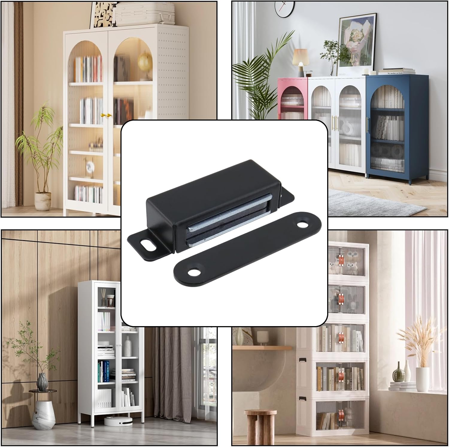 Magnetic Cabinet Door Catch 55 lbs Stainless Steel Magnets Closet Catches for Kitchen Bathroom Cupboard Wardrobe Drawer Latch 2.8" Length, Black -4pcs — image 5