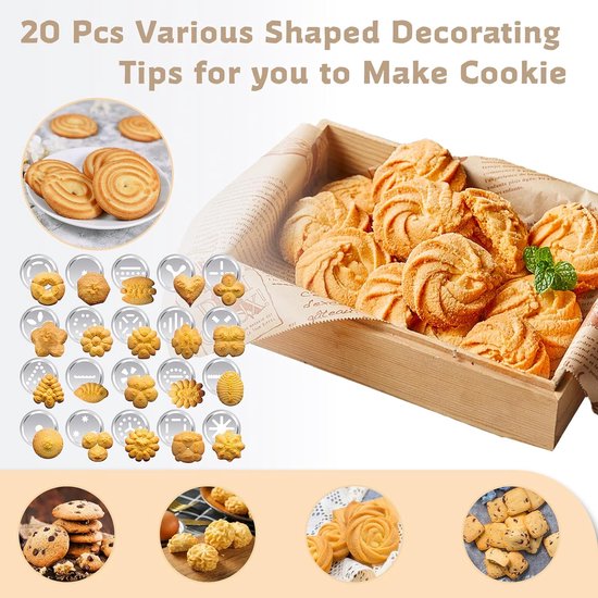 Cookie Press Set - With 20 Molding Plates & 4 Nozzles - For Making Cookies in Different Shapes — image 3