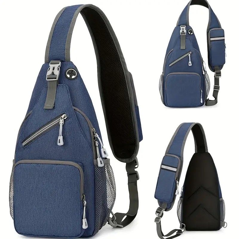 New Men's Chest Bag Lightweight Oxford Crossbody, Water-Resistant Durable Anti-Burden Shoulder Pack, Minimalist Casual Commute Cycling Sports Sling Bag(dark