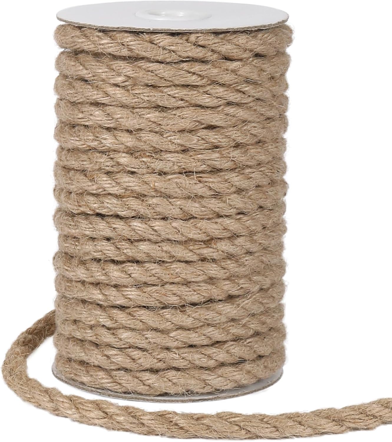 8mm Jute Rope, 50 Feet Heavy Duty and Thick Twine Rope for Crafts, Gardening, Cat Scratching Post, Home Decor