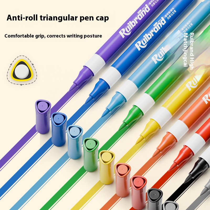 24 Colors Ruibrand Kids Washable Acrylic Markers Set - Non-Toxic, Blendable Art Pens for Students & Artists — image 2
