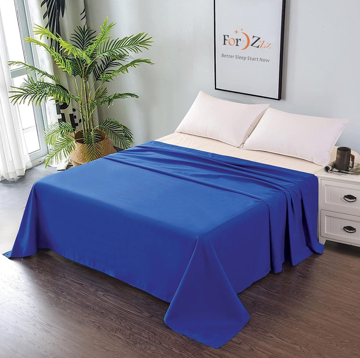 Elegant Comfort Premium Hotel Quality 1-Piece King Flat Sheet, Luxury and Softest 2000 Thread Count Bedding Flat Sheet(King,Royal blue)
