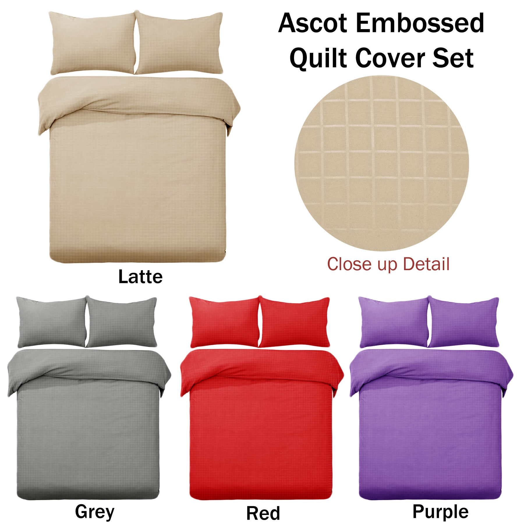 Designer Selection Ascot Embossed Quilt Cover Set Latte Queen — image 2