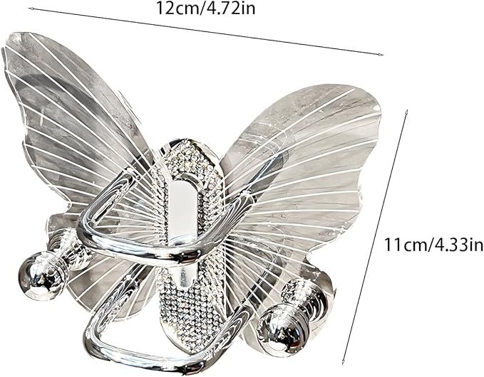 Transparent Butterfly Rhinestone Comb Holder, Wall-Mounted Brush Organizer for Bathroom Vanity, Jewelry Display, Hair Accessory Storage (With drill) — image 3