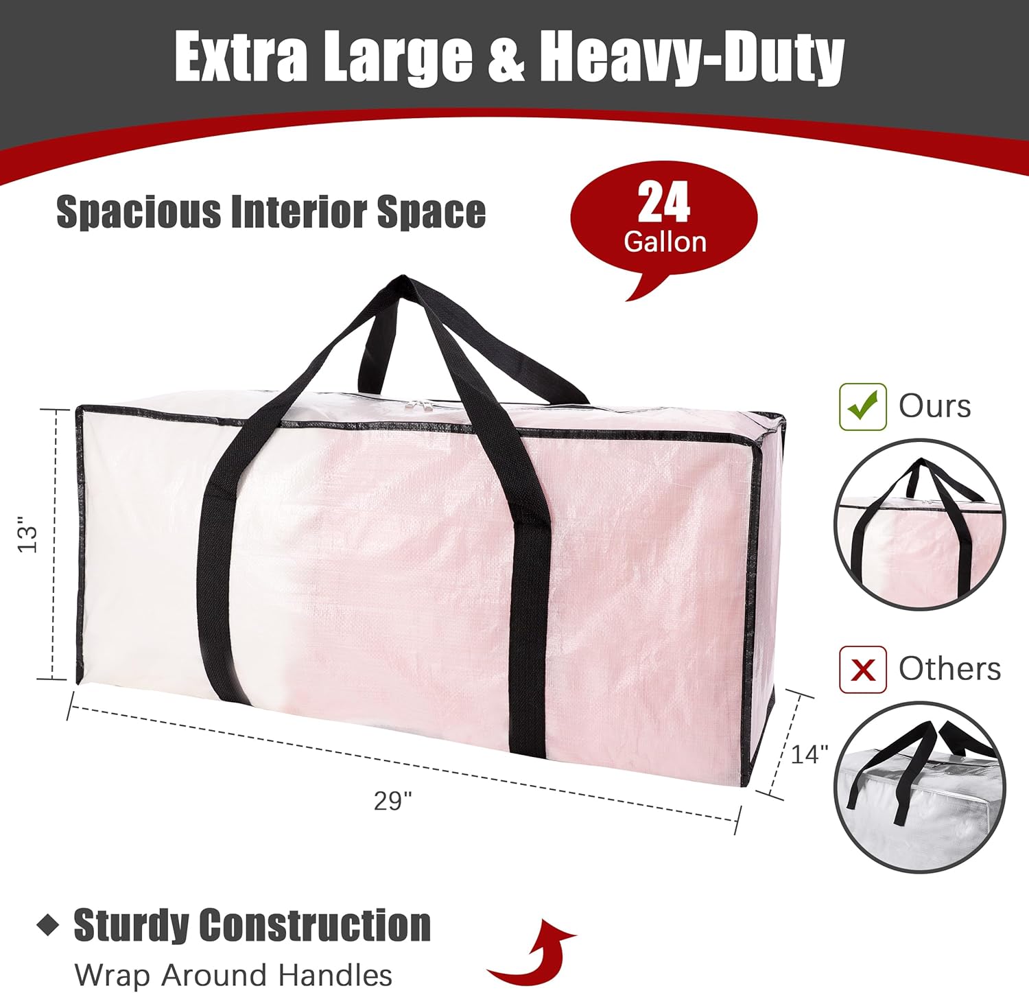 Extra Large Moving Bags with Zippers & Carrying Handles, Heavy-Duty Storage Tote for Space Saving Moving Storage, Fold Flat, Alternative to Box and Bin - 8 — image 2