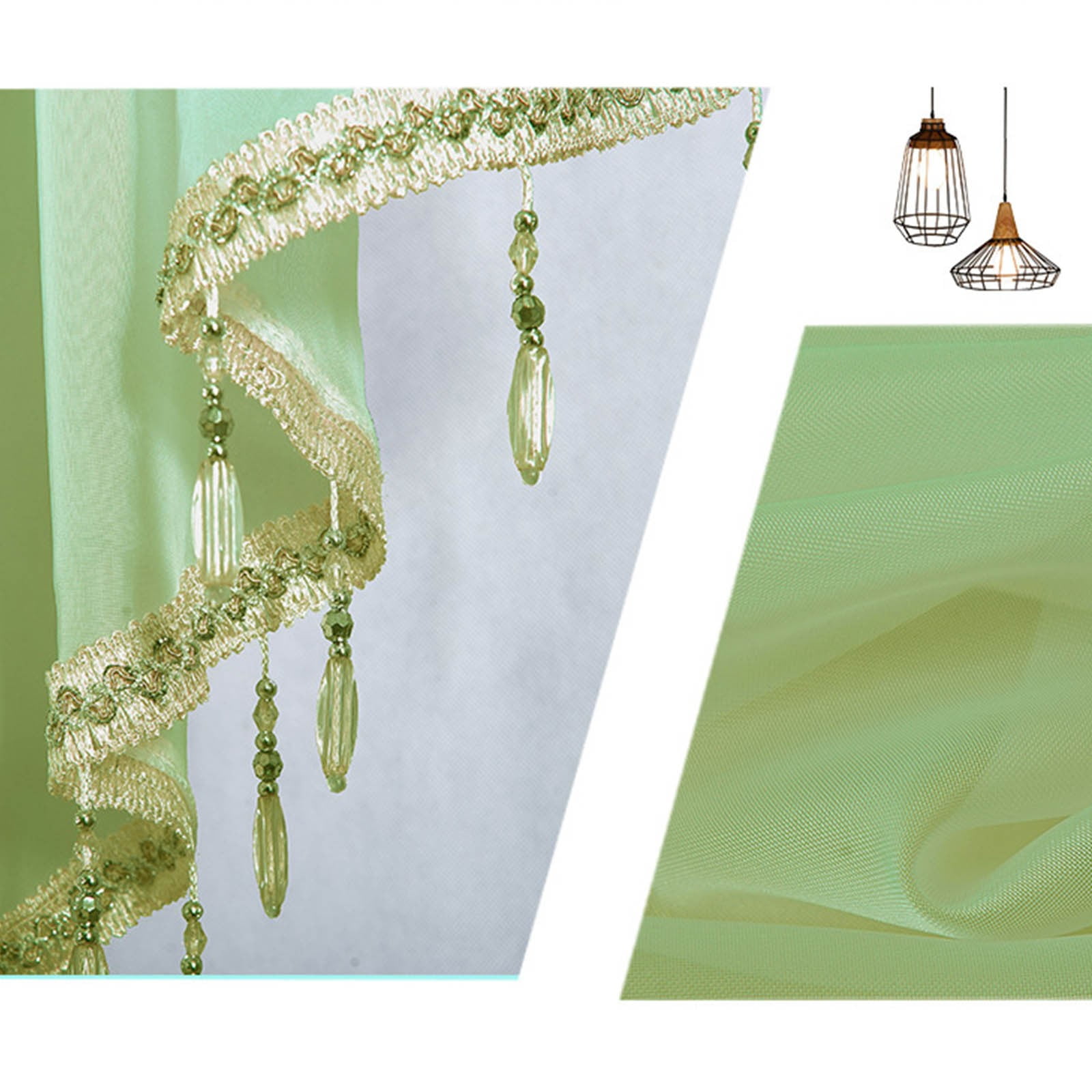 Sheer Beaded Semi Voile Solid Vintage Valances Rod Pocket Curtains for Window Garden Bedroom Kitchen Cafe Farmhouse,Floral Sheer Lace Shade Window Curtain With — image 4