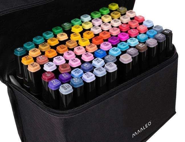 80-Pack Double-Sided MultiColor Marker Pens with Case — image 2
