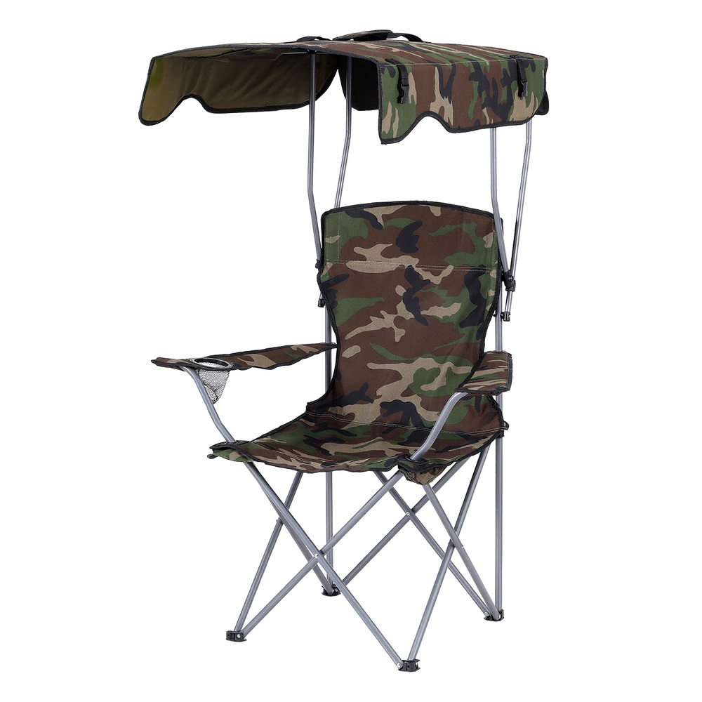 Weisshorn Camping Chair With Canopy Folding Outdoor Portable Seat Lightweight Beach Picnic Fishing Capacity 120KG Army Green — image 2