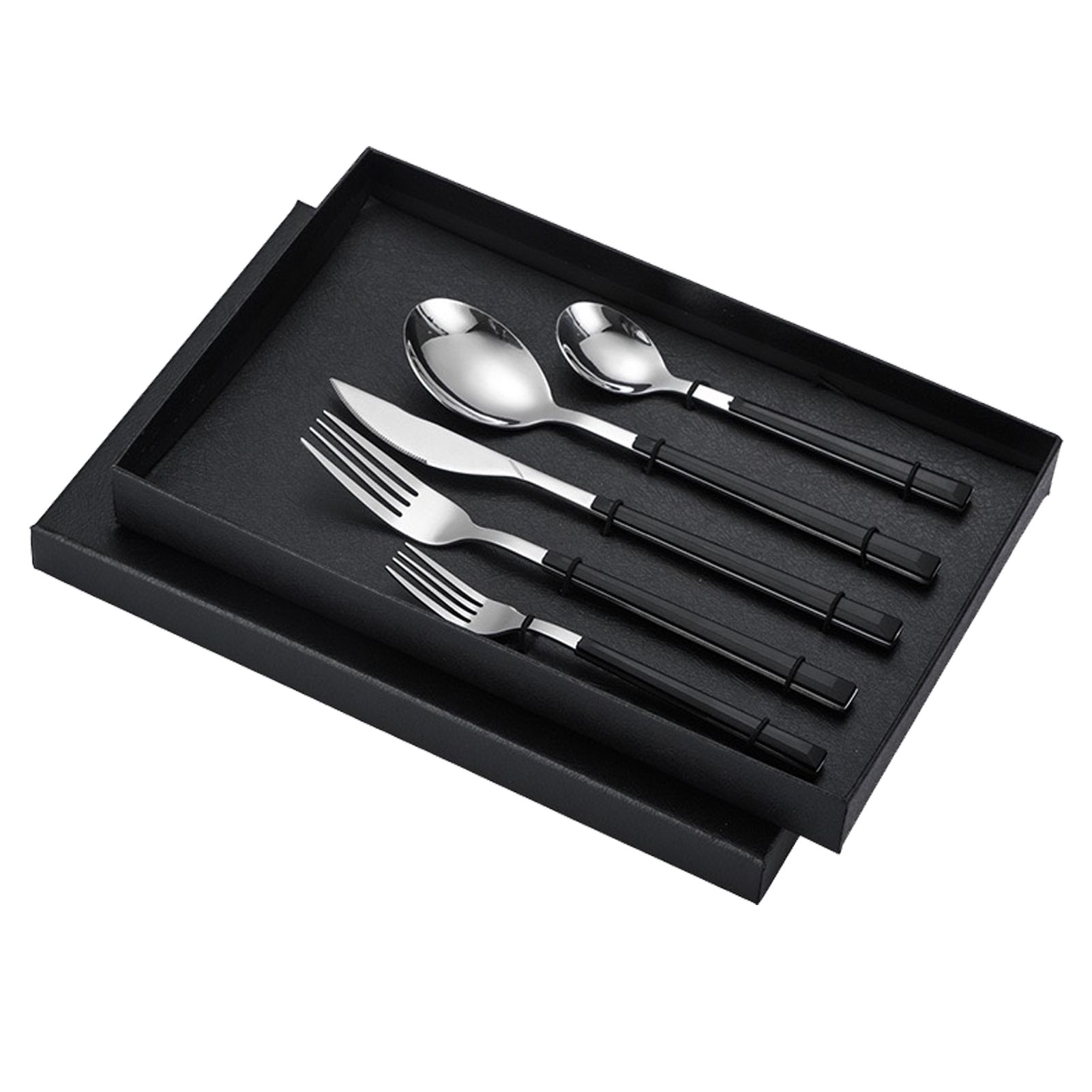 Tableware Cutlery Set Stainless Steel Dinner Knives Forks Spoons Eating Utensils High Hardness Flatware Set Black Handle โ image 2