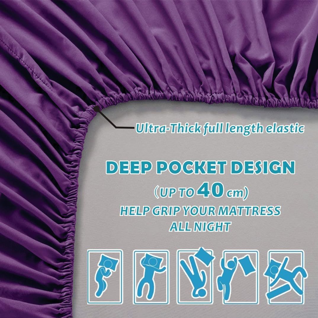 Hotel Quality Fitted Sheet - 1 Piece Fitted Sheet -Breathable Bedding - Wrinkle, Fade, Stain Resistant- 16inch/40cm Deep Pocket Fitted Bed Sheet-Wrinkle and — image 2