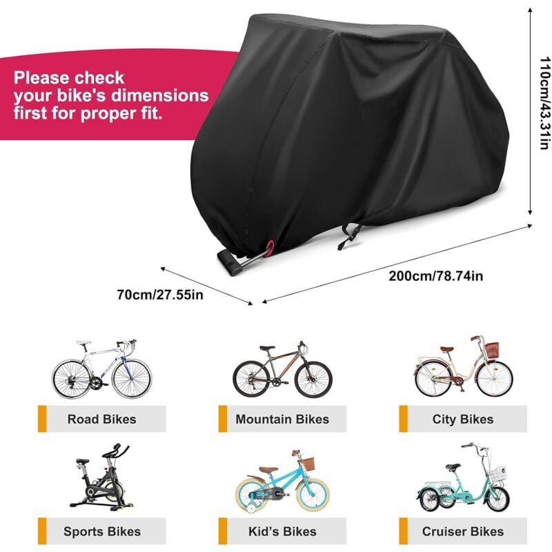 Waterproof 210D Oxford Bicycle Cover for 2 Bikes with Lock Holes, Windproof Storage Bag for Outdoor Bicycles, Compatible with 56Vingt โ image 4
