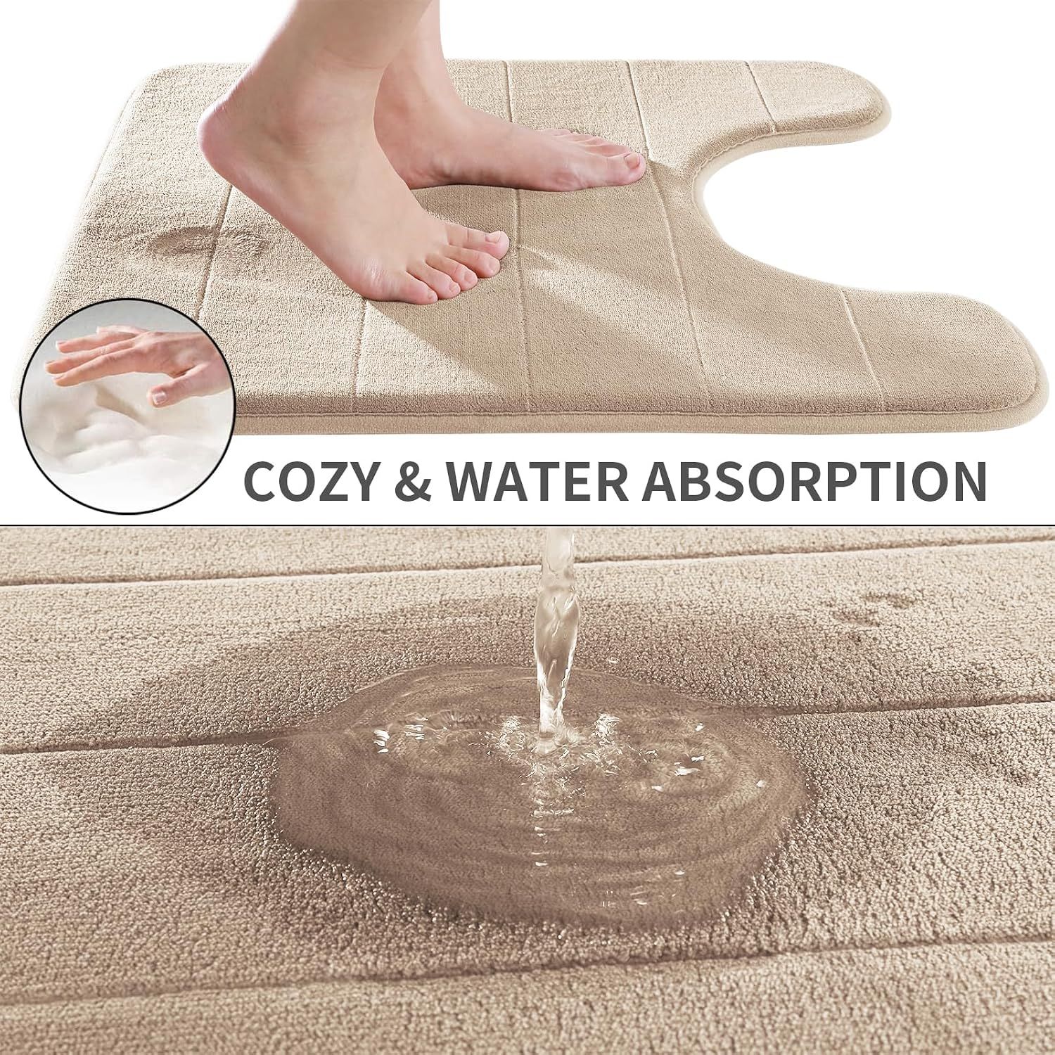 Coral fleece Bath Mat Large Size + U-Shaped, Soft and Comfortable, Super Water Absorption, Non-Slip, Thick, Machine Wash, 60 x 50 cm — image 3