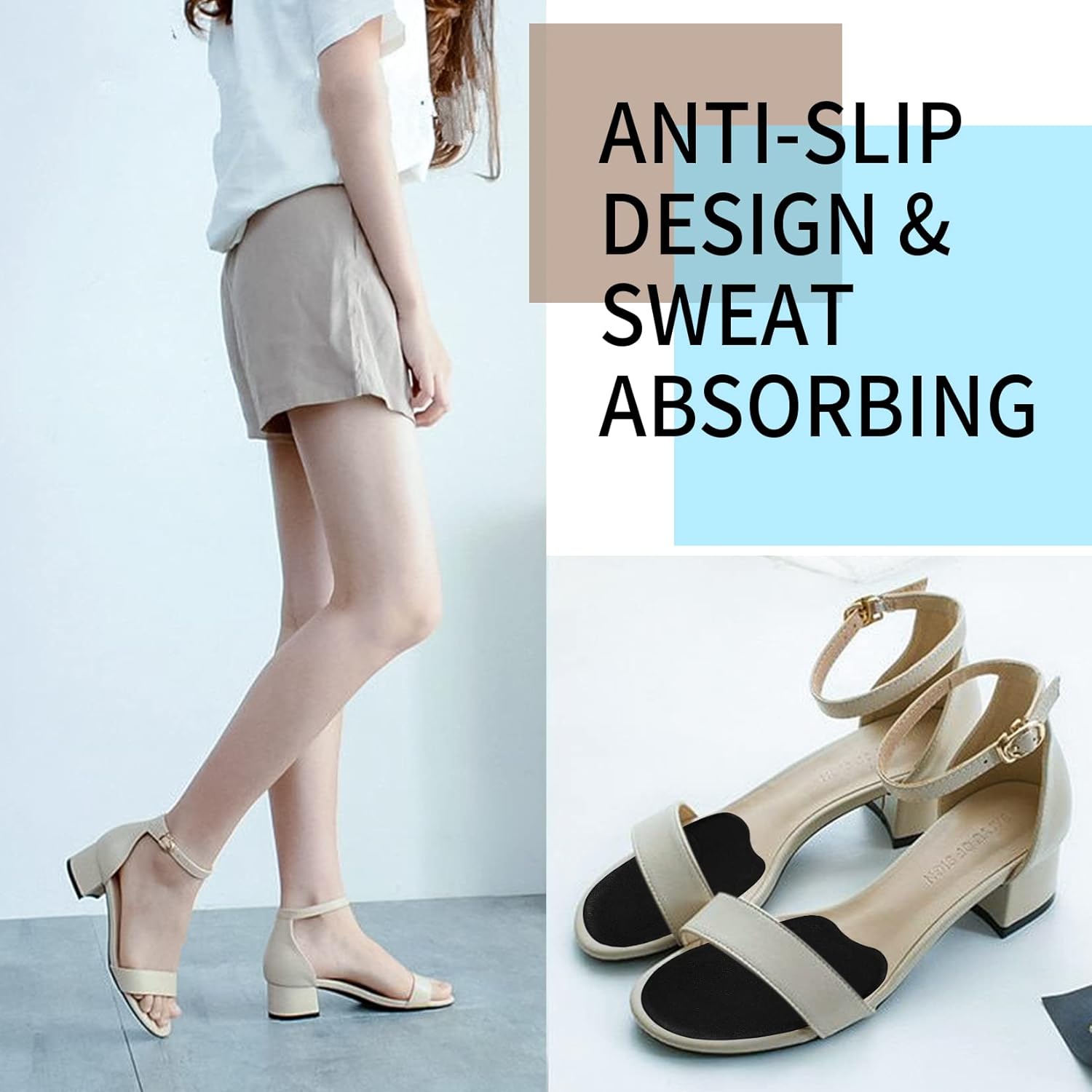 4 Pairs Forefoot Cushion Inserts for Women Shoes,Non-Sliding Insole Pads for Open Toe Heel Pads Inserts for Too Big Shoe,No Slip Heel Grips Liners Pads for โ image 6