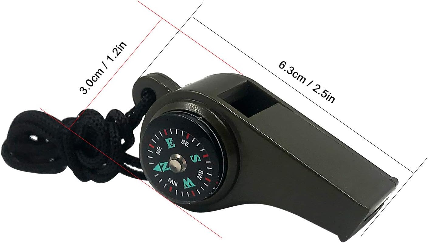 2 Pack 3-in-1 Emergency Whistles with Compass, Thermometer and Lanyards for Hiking, Camping and Outdoor Safety, Black — image 2