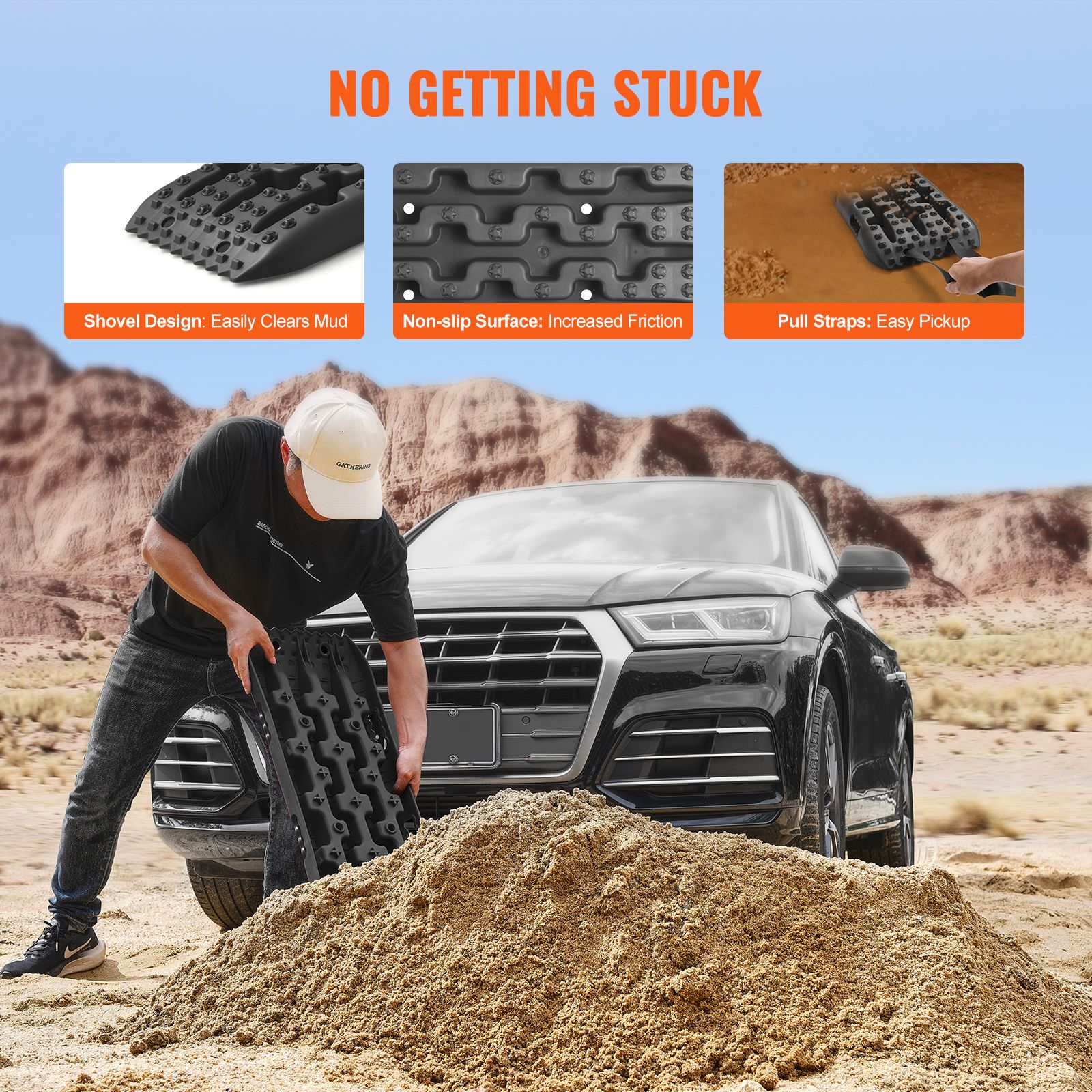 2PCS Traction Boards with PP for Mud Snow Sand Storage Bag Short Black — image 5