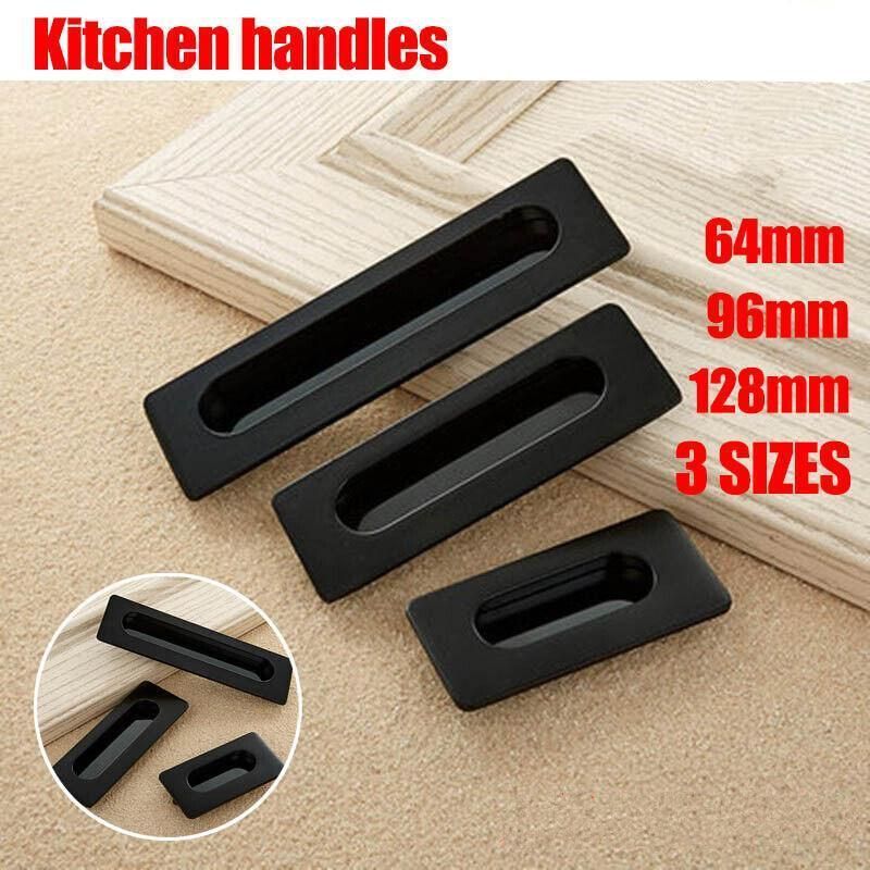 Matte Black Flush Pull Handle for Sliding Door Cabinet Drawer Kitchen Furniture - 96MM — image 2