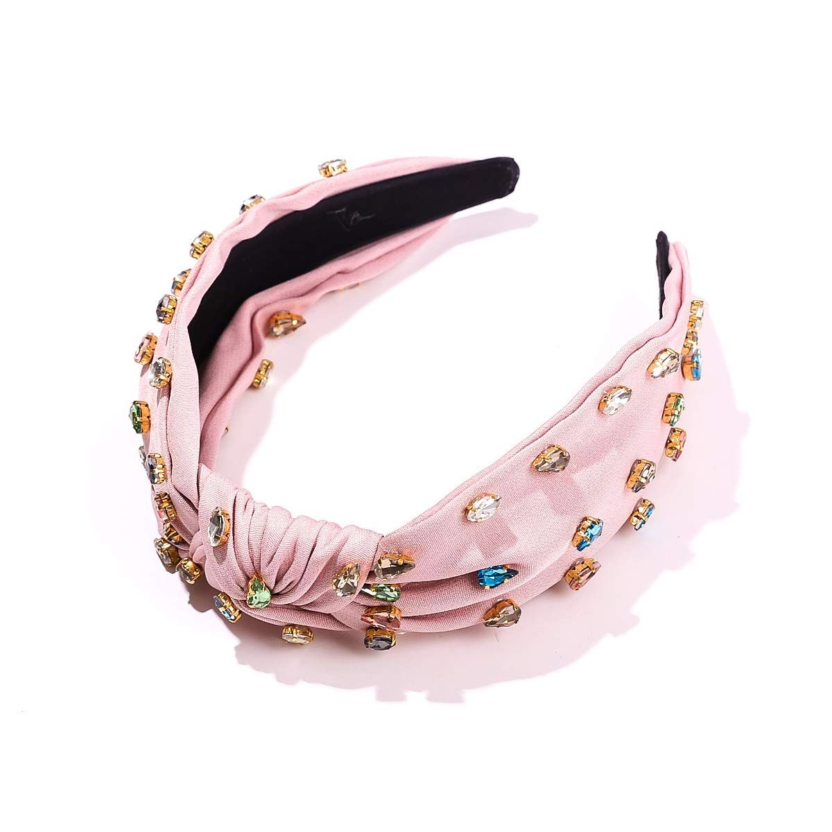 Crystal Knotted Headband for Women Non Slip Rhinestone Headband Pink Head Band Fashion Wide Headbands Hair Accessories for Women โ image 3