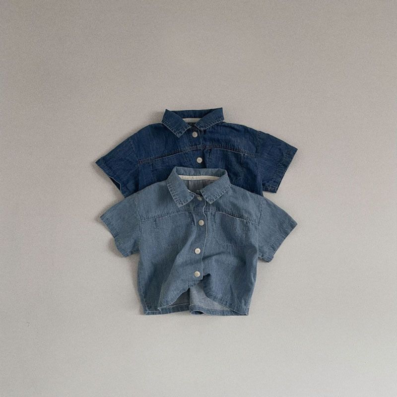 A-lebabay Infant Denim Shirt Shorts Set Summer Dark blue 73CM โ image 2