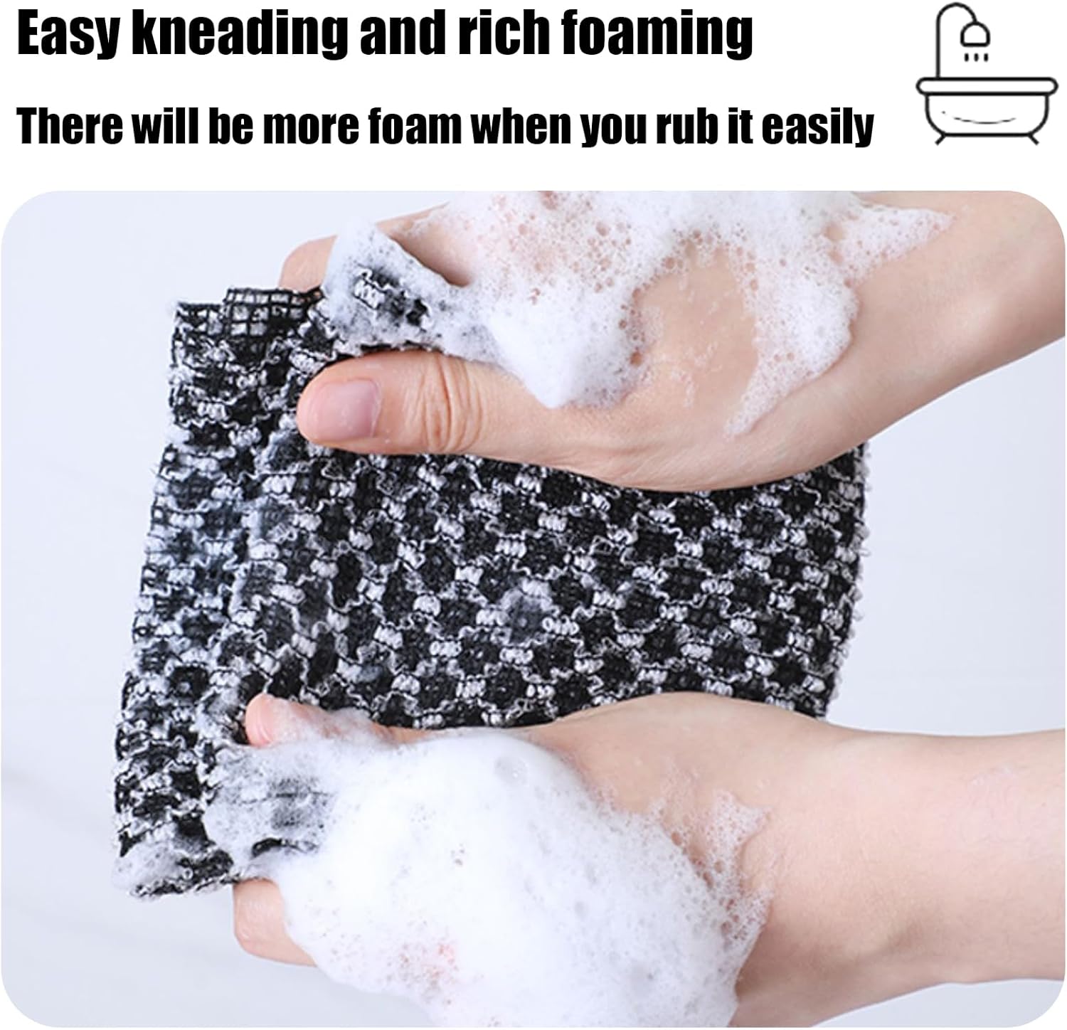 Extra Long Exfoliating Cloth, Deep Cleaning Exfoliating Towel, Reusable Exfoliating Body Scrubber (2 Pcs Black) — image 4
