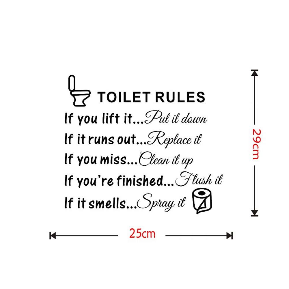 Removable Toilet Rules Wall Quotes Stickers Washroom Bathroom Decals WC Sign Vinyl Art Decor for Kids Living Room Home Decorations โ image 2