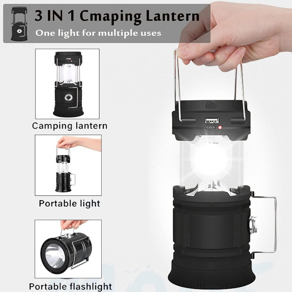 LED Camping Lamp Solar Powered Rechargeable USB Torch Waterproof Emergency Light Lantern โ image 2