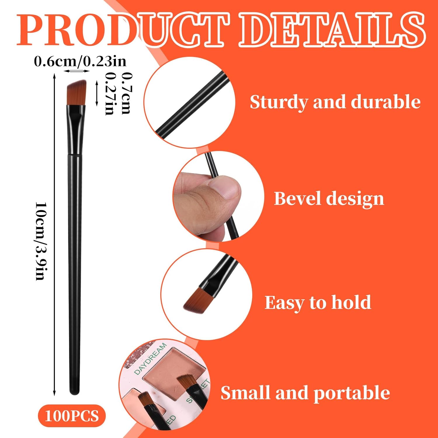 100 PCS Eyebrow Tint Brush, Eyeliner Brush Set Black Eyeliner Brushes Fine Angled Ultra Thin Angled Eyeliners Brushes — image 3