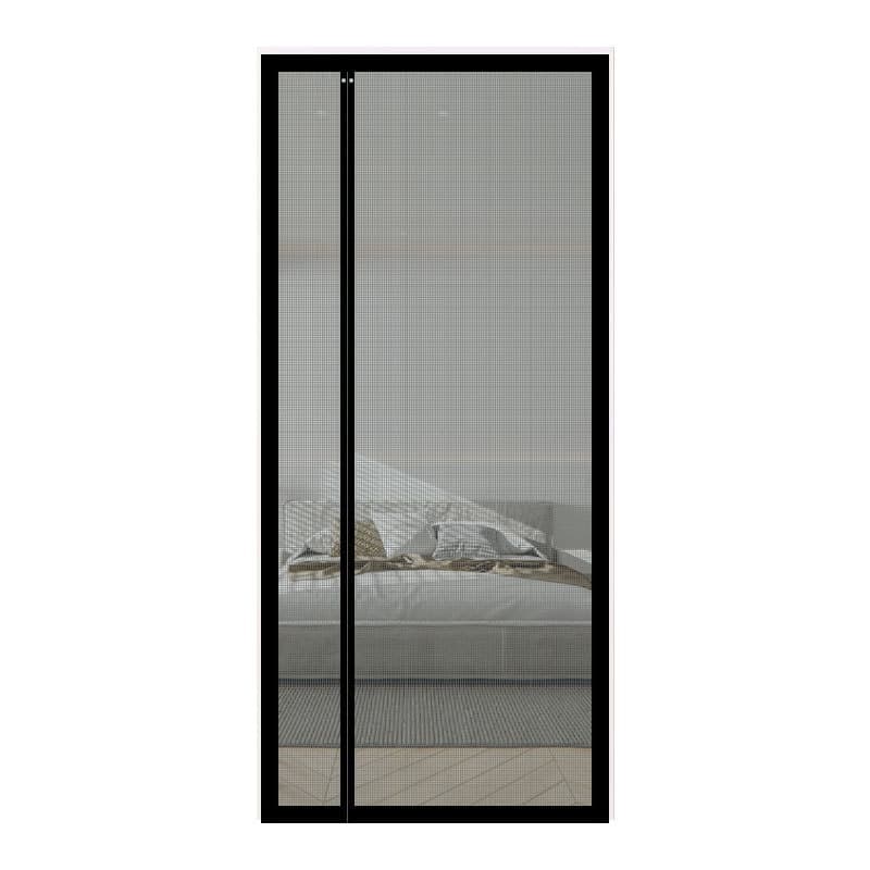 80 × 210 cm Magnetic Mosquito Net Door Self-Adhesive Side Opening Curtain Removable Durable Insect Fly and Cat Proof, 90 × 200 cm, Black
