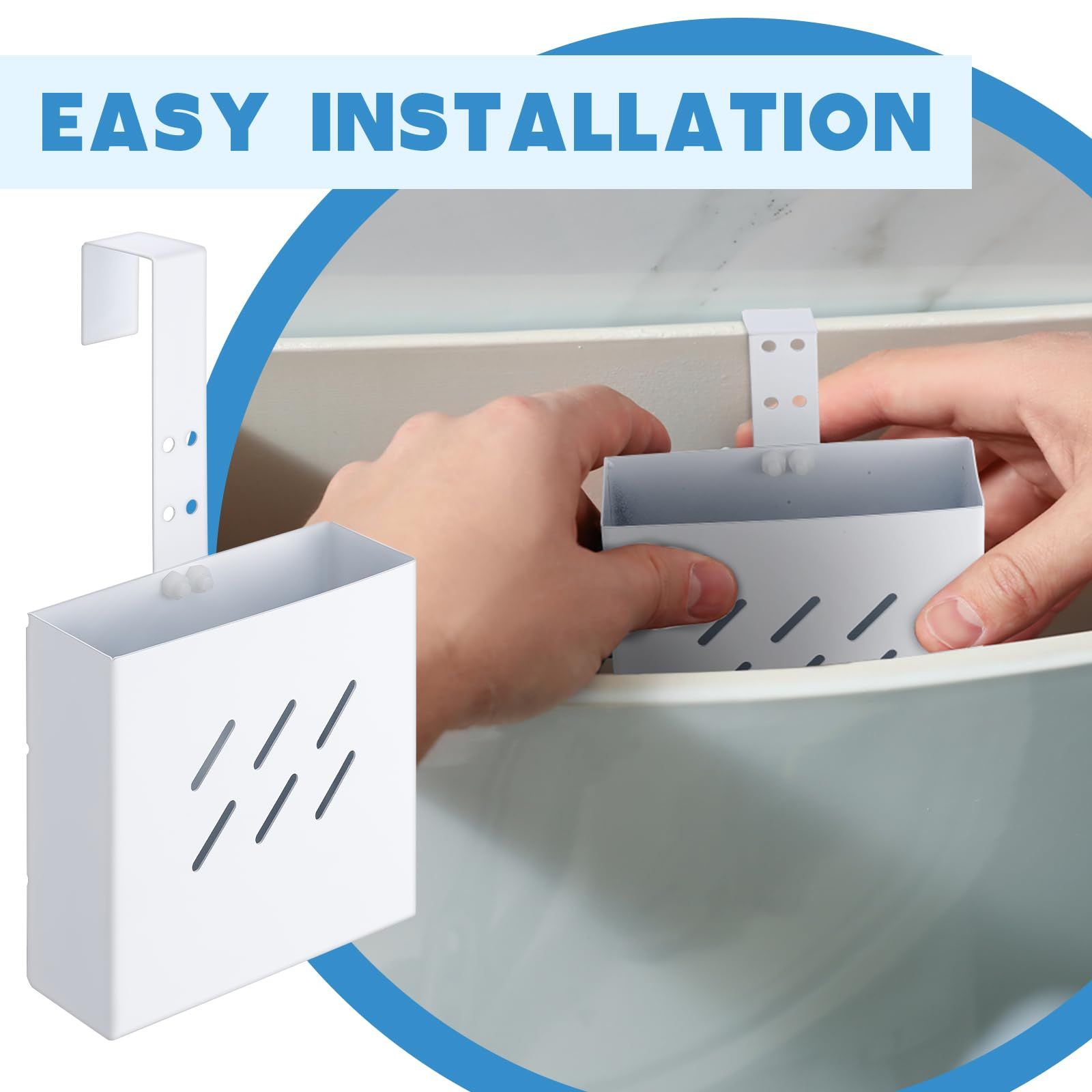 2 Pcs Large Size 4. 33 x 1. 38 Inch Stainless Steel Toilet Tank Cleaning Tablet Holder with Adjustable Hook to Hang Toilet Cleaner Box — image 4