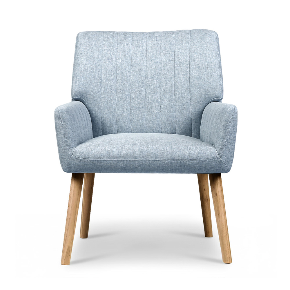 Artiss 2X Armchair Fabric Blue Grey — image 3