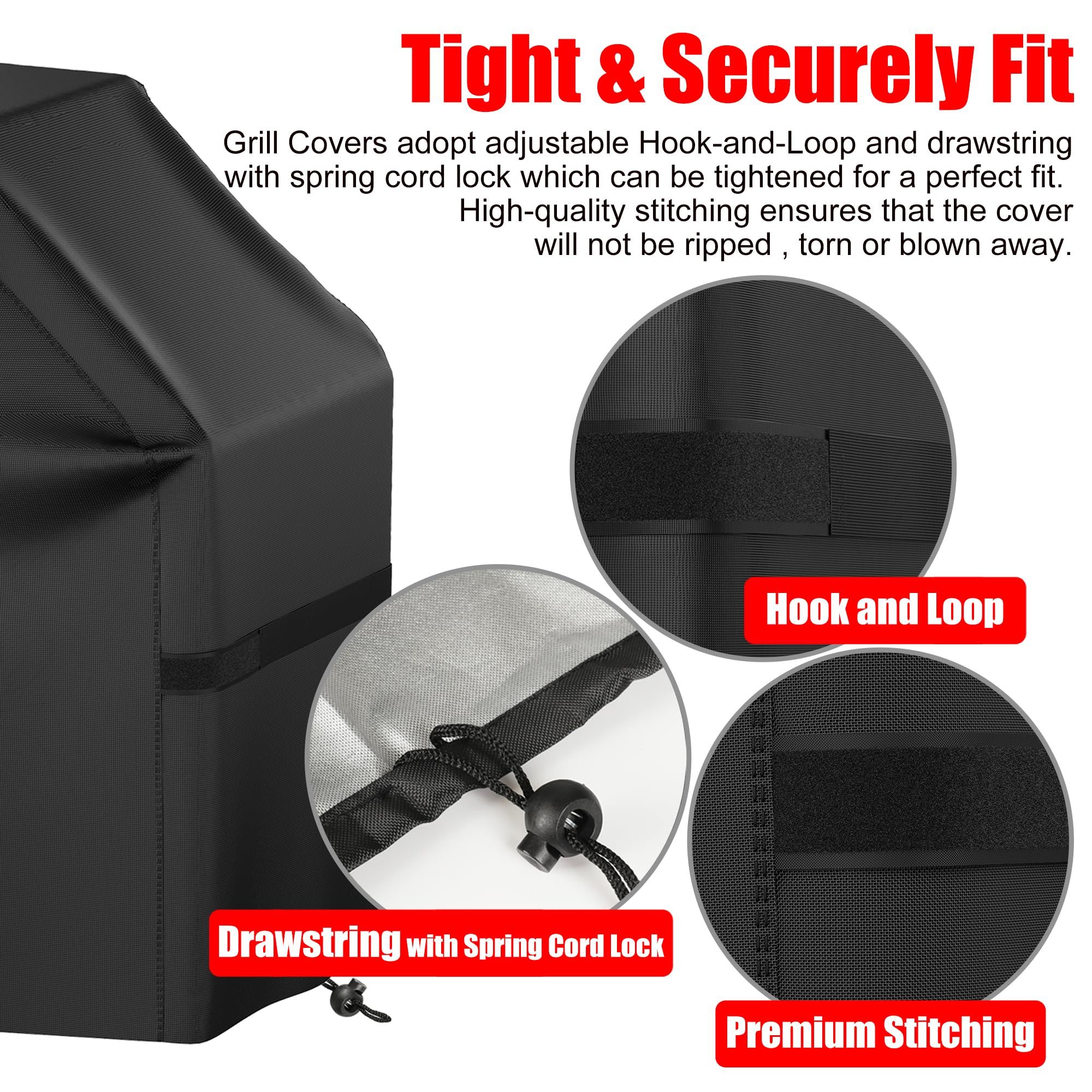 Grill Cover, 58 inch BBQ Gas Grill Cover for Outdoor Grill, Waterproof, Anti-UV, Rip-Proof,Fade Resistant Material, Barbecue Black โ image 3