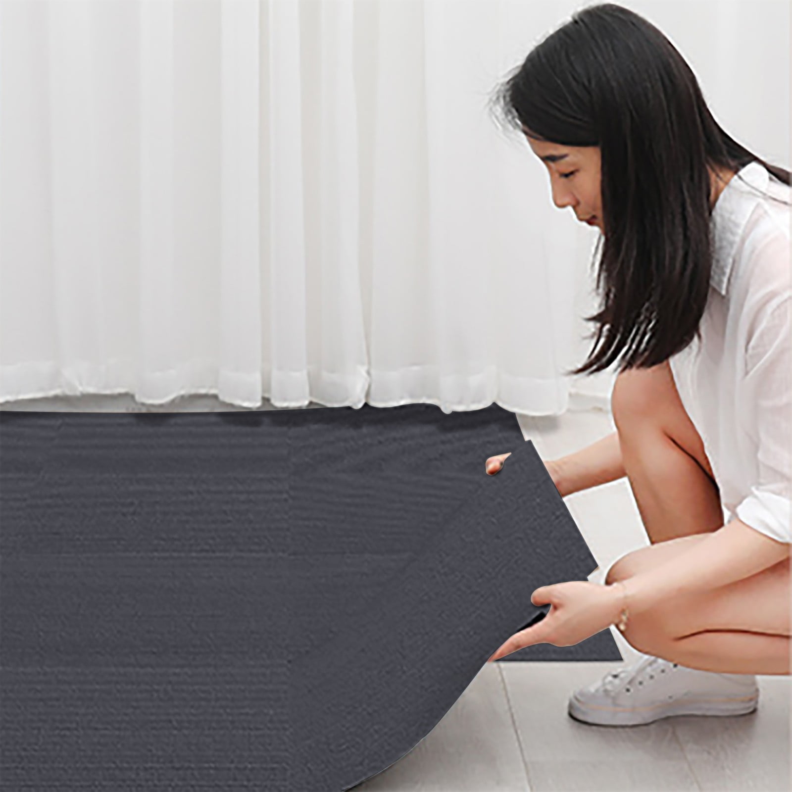 Carpet Tiles Peel and Stick, Self Adhesive Carpet Floor Tile, Anti-Slip Squares Soft Padded Carpet Tiles for Kitchen Bedrooms Indoor Outdoor（24" x 24"） 24" x — image 2