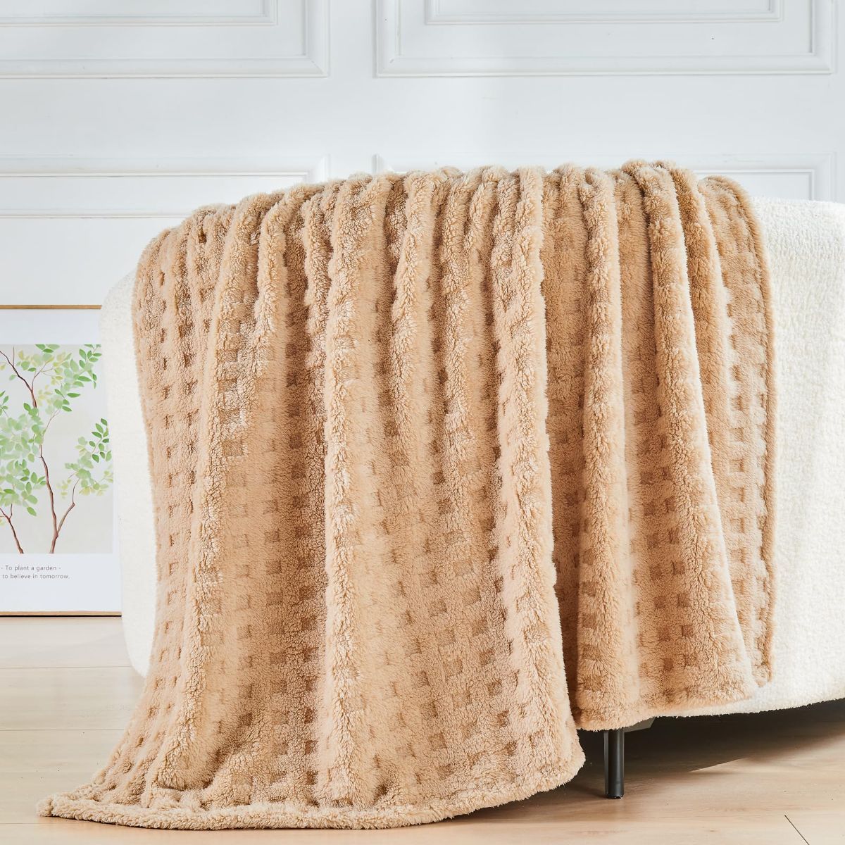 Updated Grey Throw Blanket for Couch and Bed- Super Soft and Warm 3D Checkered Fluffy Fuzzy Fleece Blanket, Luxurious Plush Cozy Blanket for Room Decor Spring โ image 6
