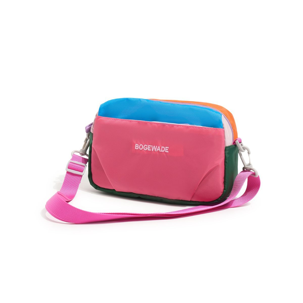 Dopamine Color-Blocked Cross-Body Bag Travel Bag Trendy Bag Color-Blocking - Purple - Size routine — image 6