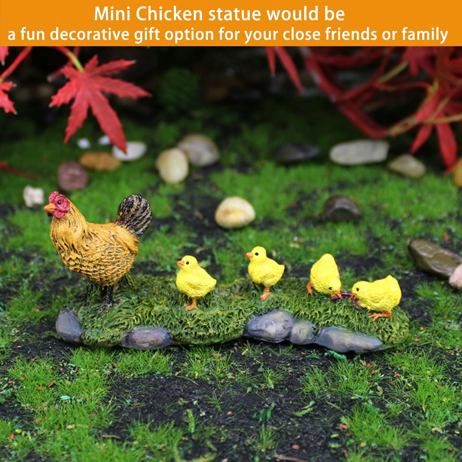 Mini Chicken Statue,Chicken Yard Decor Yellow Chickens Resin Small Chicks Garden Statues and Figurines for Outdoor Lawn Garden — image 5