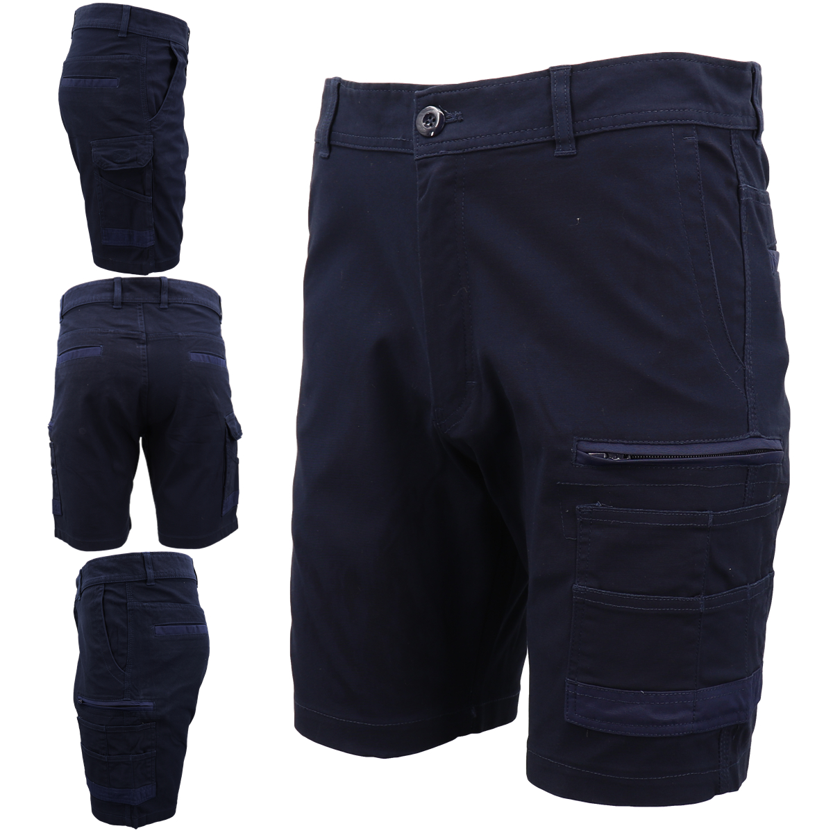 Mens Cargo Cotton Drill Work Shorts UPF 50+ 13 Pockets Tradies Workwear Trousers, Navy, 28 โ image 5