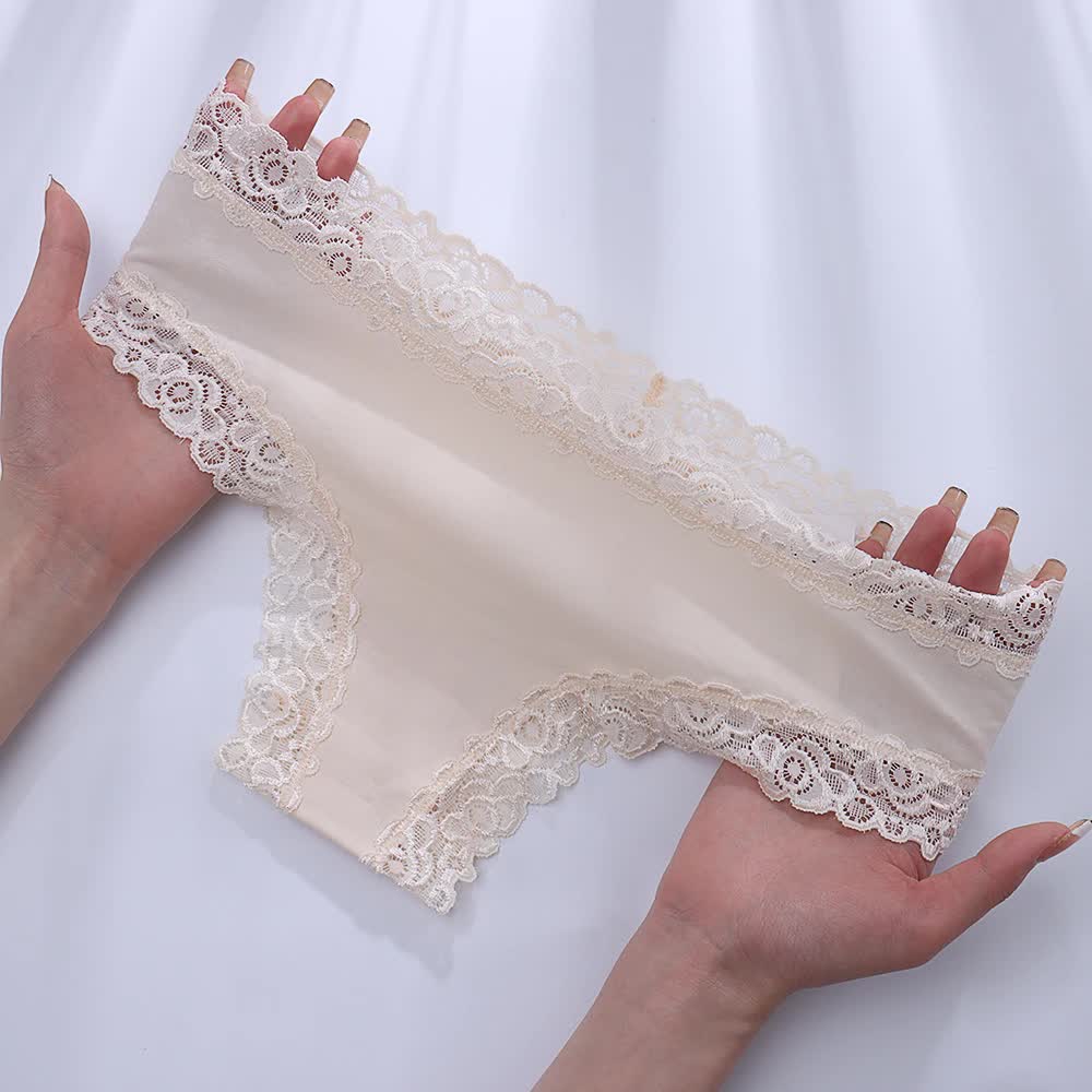 Size S Lace-Trimmed Cotton Panties – 3-Pack in Black, White, and Nude — image 5