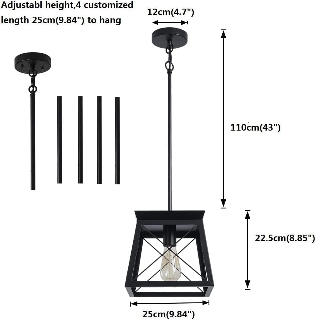 Farmhouse Pendant Light Rustic Lantern Chandelier Black — image 5