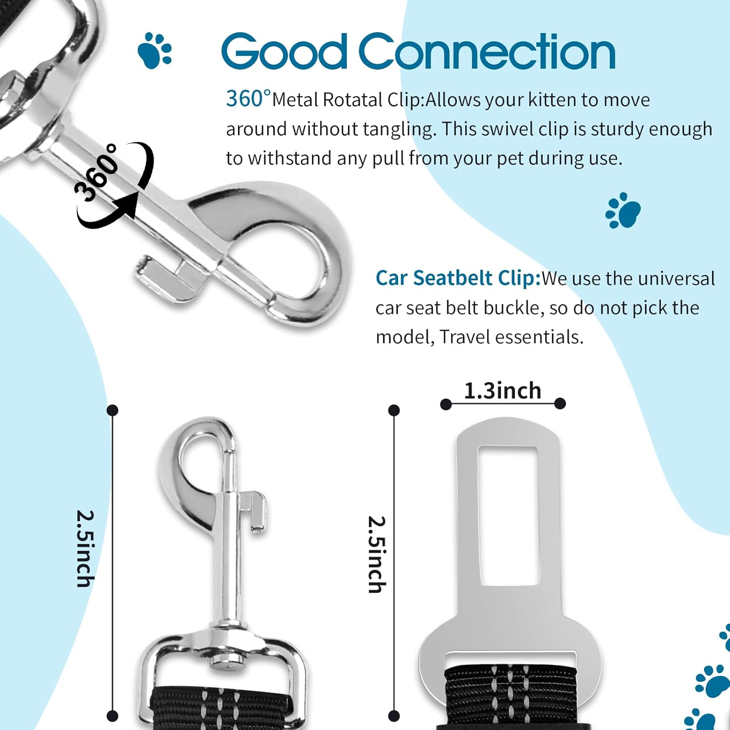 Dog Seat Belt for Car, Adjustable Dog Seatbelts for Vehicle, Nylon Pet Safety Seat Belts for Travel — image 5