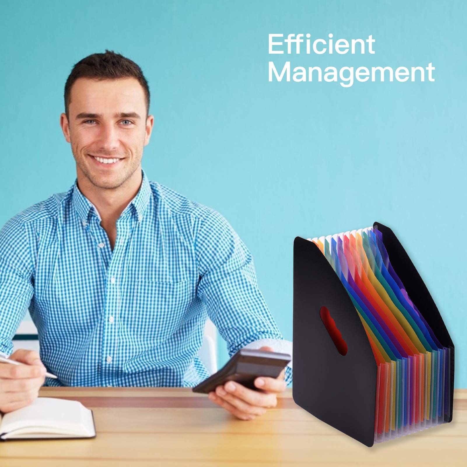 12 Pocket Expansion Folder Accordion File Manager A4 Letter Size File Manager File Rack Rainbow Color — image 3