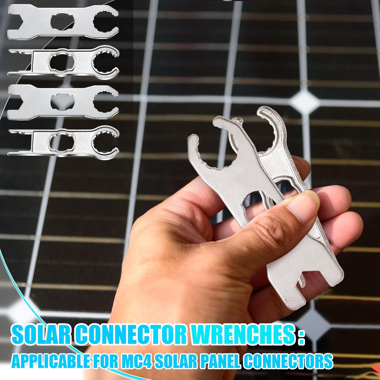 Landhoow 6 Pcs Solar Panel Connector Tool Solar Metal Spanner Wrench Solar PV Disconnect Removal Tools Crimping Tool for Solar Panel Cable PV System Wire and — image 3