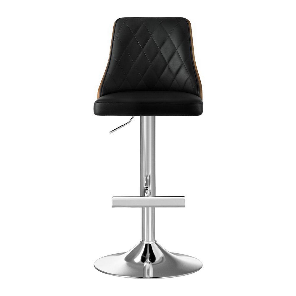 Artiss 2X Bar Stool Wood Swivel Adjustable Kitchen Counter Stool Leather Black โ image 3